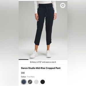 Lululemon Dance Studio Navy Ankle Active Pants 6